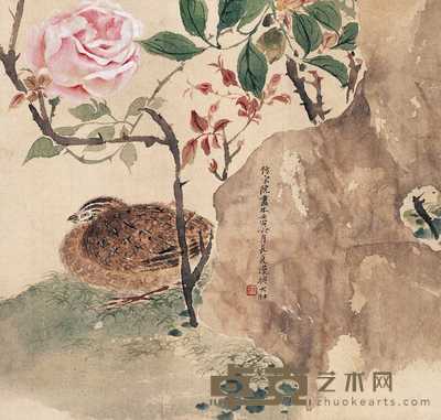 张大壮 壬寅(1962年)作 月月平安图 轴 30×32cm